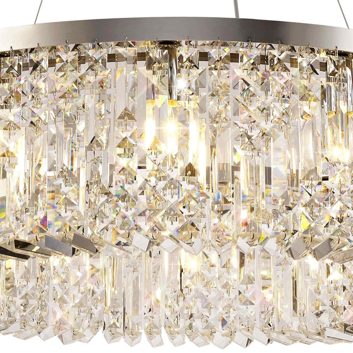 Nelson Lighting NL78089 Zian 80cm Round Pendant Chandelier 12 Light Polished Chrome/Crystal