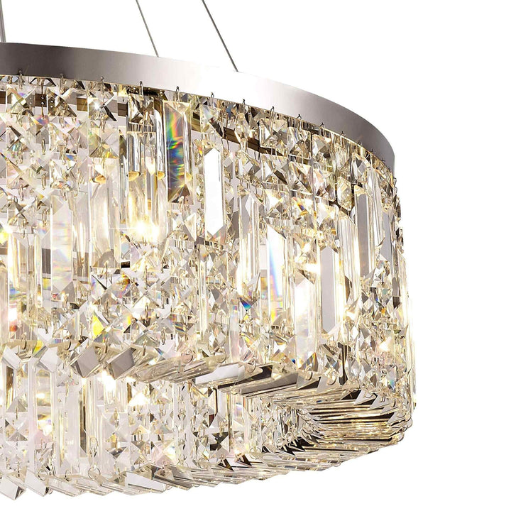 Nelson Lighting NL78089 Zian 80cm Round Pendant Chandelier 12 Light Polished Chrome/Crystal