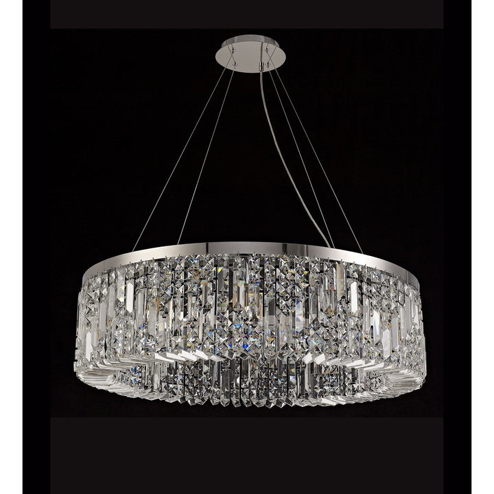 Nelson Lighting NL78089 Zian 80cm Round Pendant Chandelier 12 Light Polished Chrome/Crystal