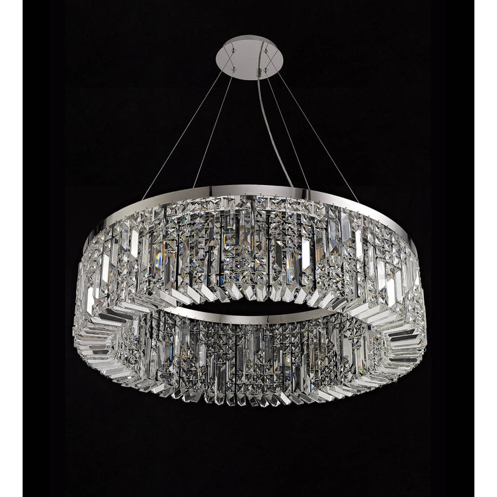 Nelson Lighting NL78089 Zian 80cm Round Pendant Chandelier 12 Light Polished Chrome/Crystal