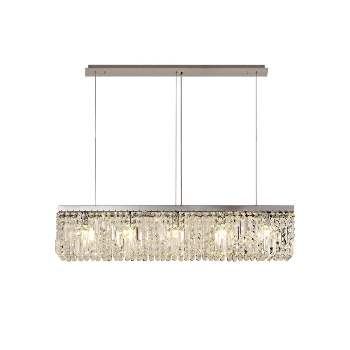 Nelson Lighting NL78099 Zian 102x9cm Rectangular Pendant Chandelier 5 Light Polished Chrome/Crystal