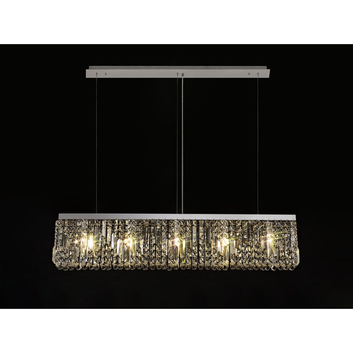 Nelson Lighting NL78099 Zian 102x9cm Rectangular Pendant Chandelier 5 Light Polished Chrome/Crystal