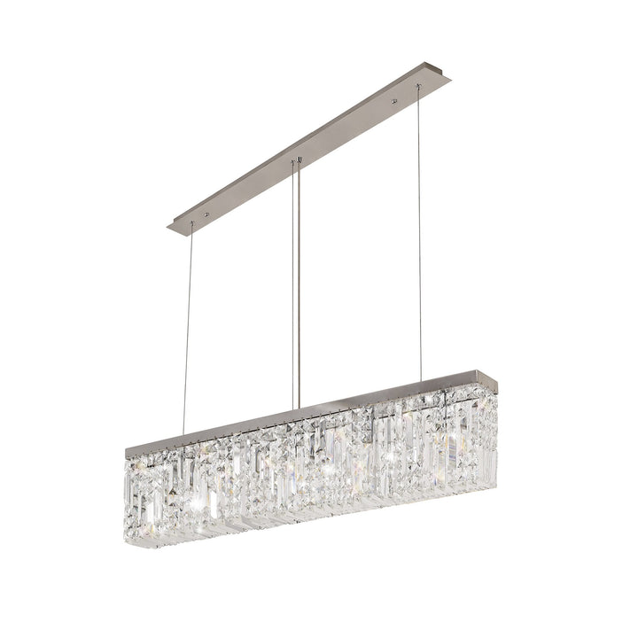 Nelson Lighting NL78099 Zian 102x9cm Rectangular Pendant Chandelier 5 Light Polished Chrome/Crystal