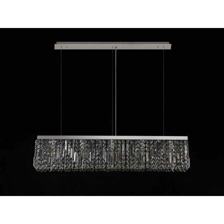 Nelson Lighting NL78099 Zian 102x9cm Rectangular Pendant Chandelier 5 Light Polished Chrome/Crystal
