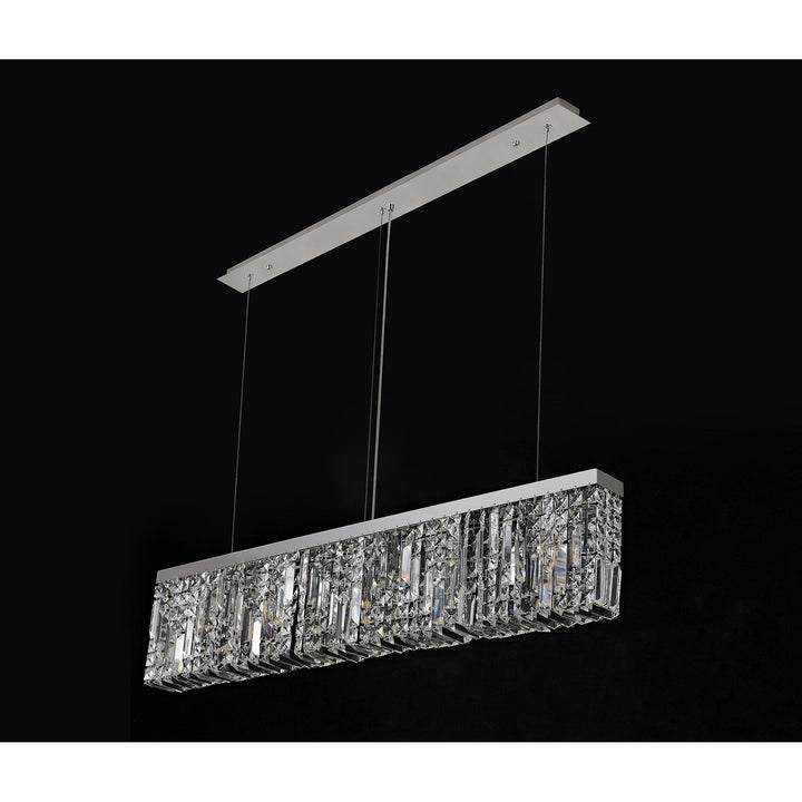 Nelson Lighting NL78099 Zian 102x9cm Rectangular Pendant Chandelier 5 Light Polished Chrome/Crystal