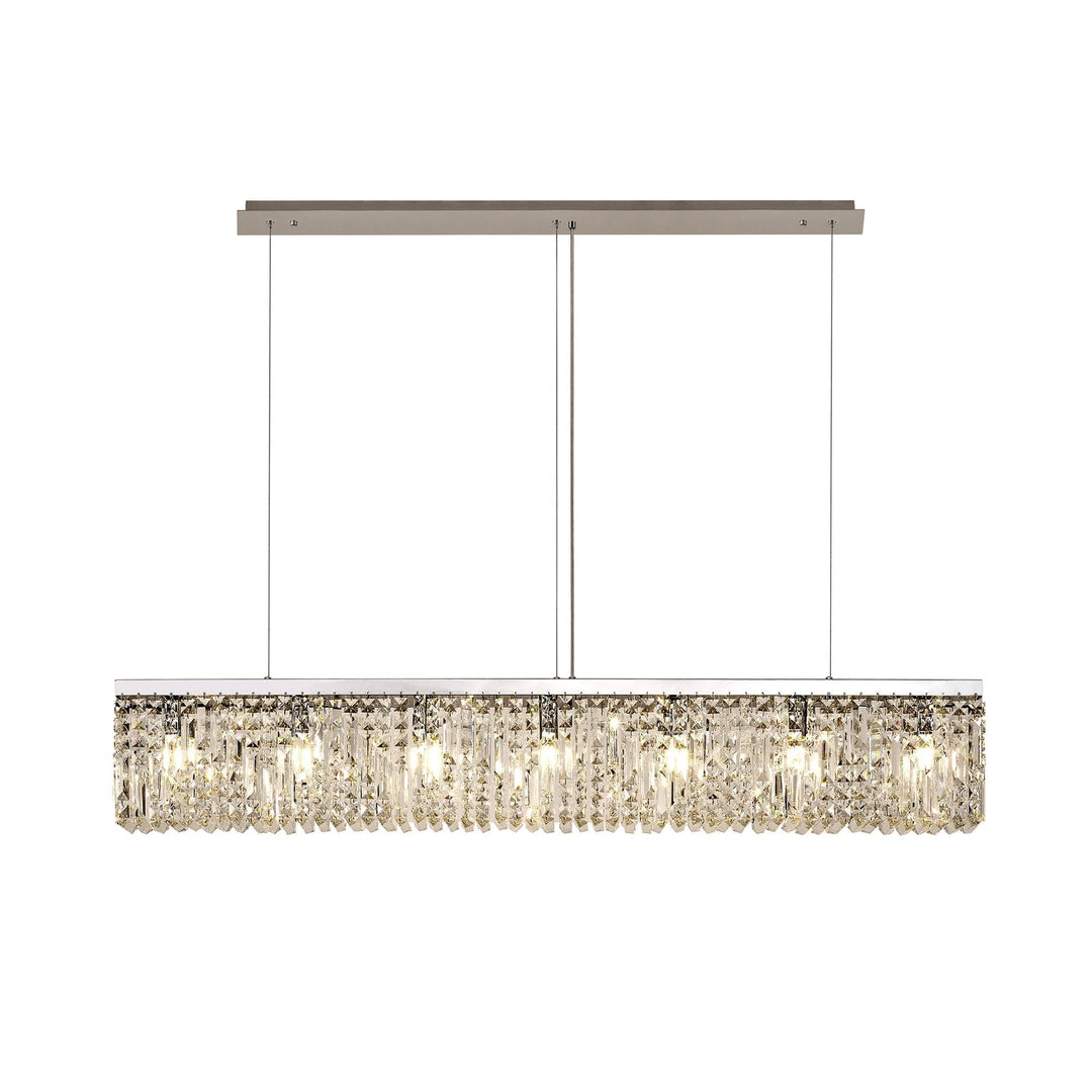 Nelson Lighting NL78109 Zian 138x9cm Rectangular Pendant Chandelier 7 Light Polished Chrome/Crystal