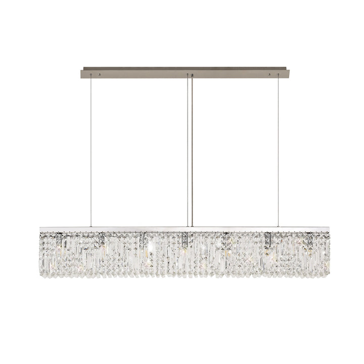 Nelson Lighting NL78109 Zian 138x9cm Rectangular Pendant Chandelier 7 Light Polished Chrome/Crystal