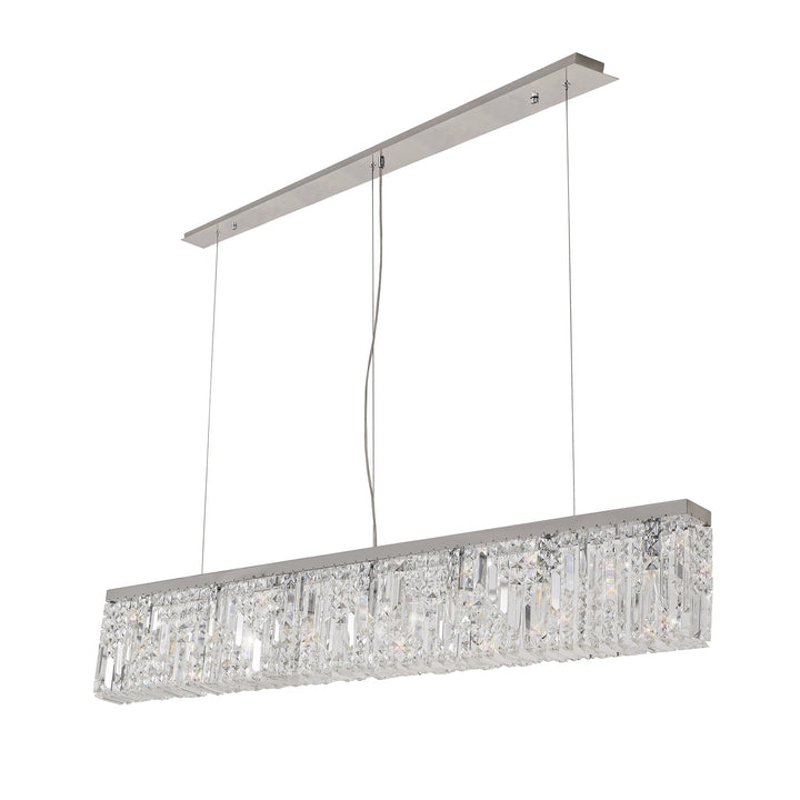 Nelson Lighting NL78109 Zian 138x9cm Rectangular Pendant Chandelier 7 Light Polished Chrome/Crystal
