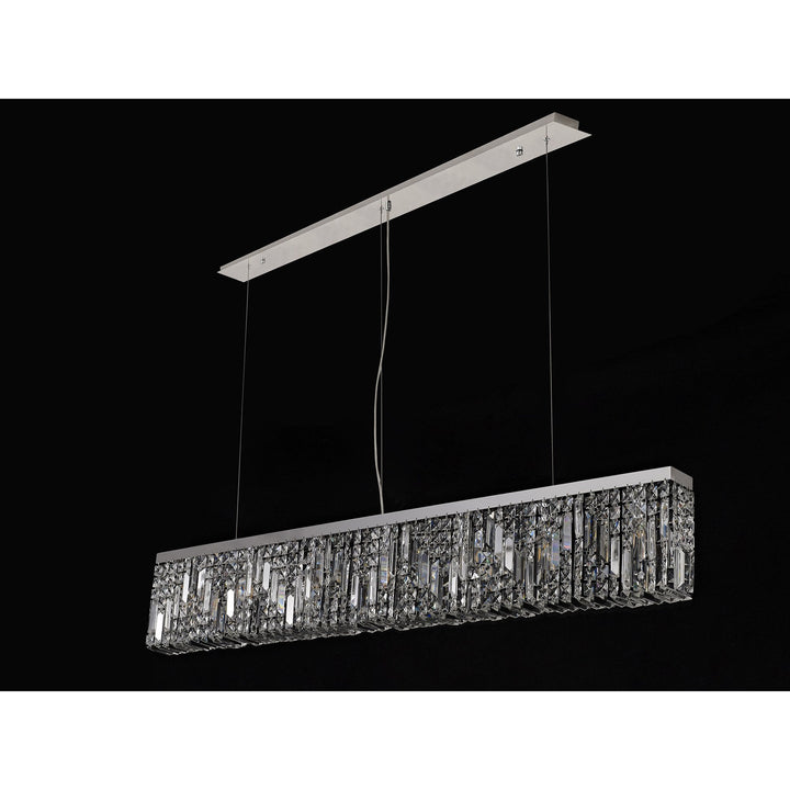 Nelson Lighting NL78109 Zian 138x9cm Rectangular Pendant Chandelier 7 Light Polished Chrome/Crystal