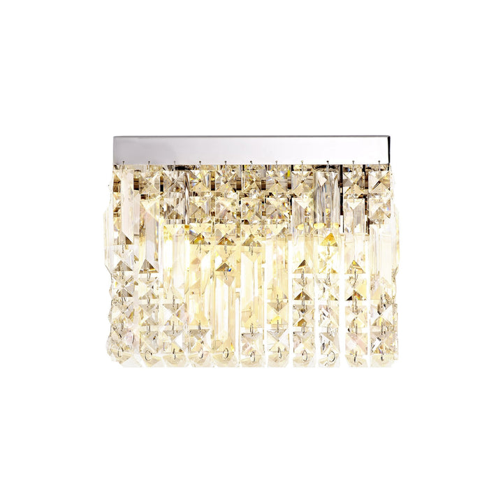 Nelson Lighting NL78119 Zian 29x13cm Rectangular Small Wall Lamp 2 Light Polished Chrome/Crystal
