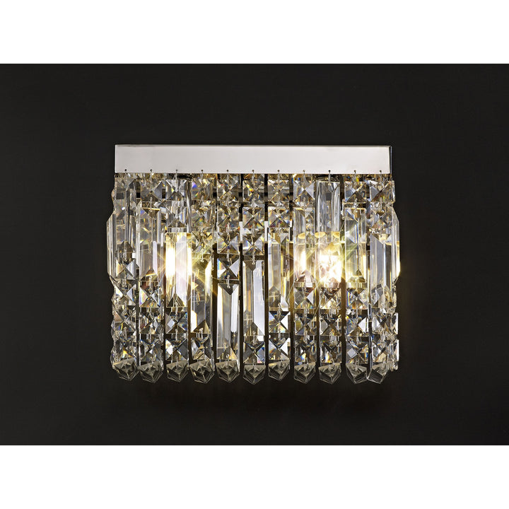 Nelson Lighting NL78119 Zian 29x13cm Rectangular Small Wall Lamp 2 Light Polished Chrome/Crystal