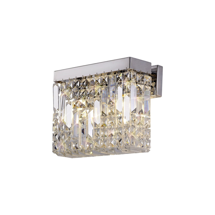 Nelson Lighting NL78119 Zian 29x13cm Rectangular Small Wall Lamp 2 Light Polished Chrome/Crystal