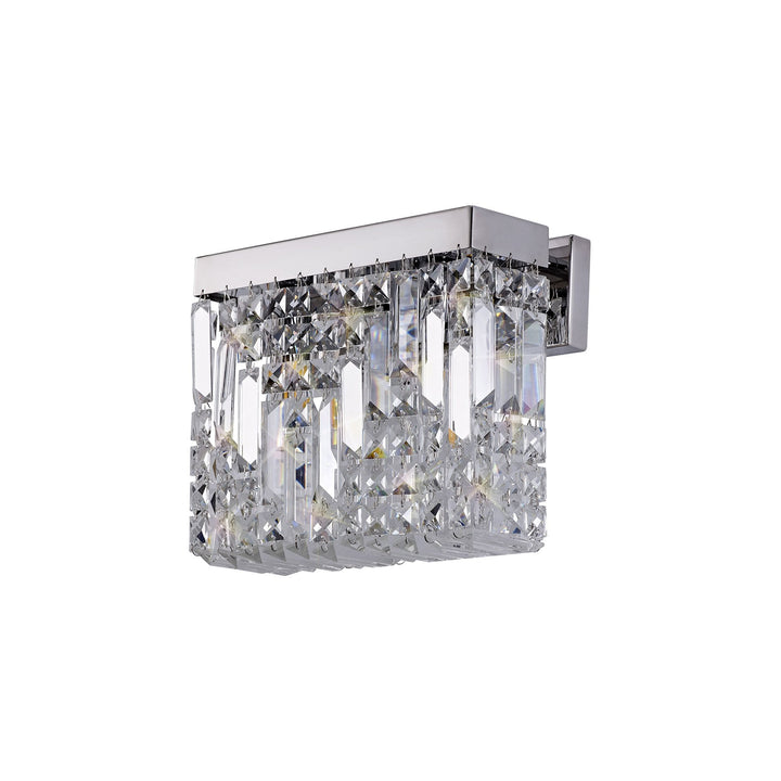 Nelson Lighting NL78119 Zian 29x13cm Rectangular Small Wall Lamp 2 Light Polished Chrome/Crystal