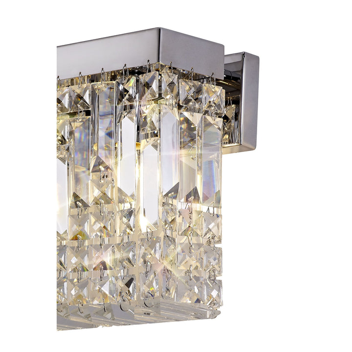 Nelson Lighting NL78119 Zian 29x13cm Rectangular Small Wall Lamp 2 Light Polished Chrome/Crystal
