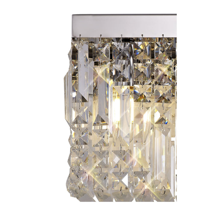 Nelson Lighting NL78119 Zian 29x13cm Rectangular Small Wall Lamp 2 Light Polished Chrome/Crystal