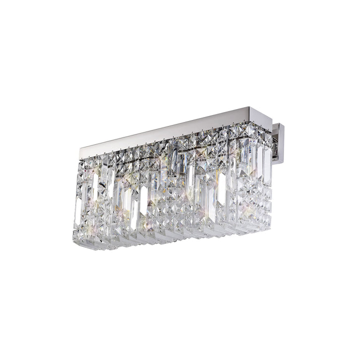 Nelson Lighting NL78129 Zian 50x24cm Rectangular Large Wall Lamp 3 Light Polished Chrome/Crystal