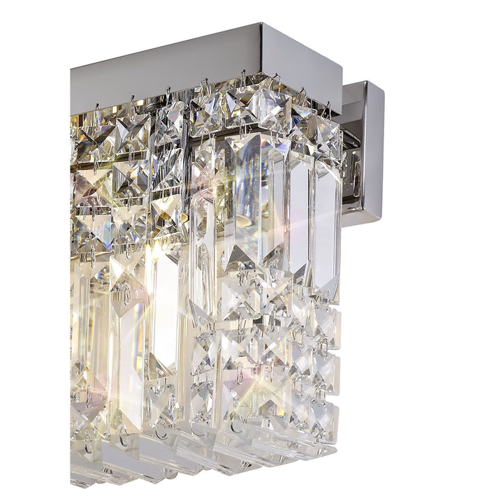 Nelson Lighting NL78129 Zian 50x24cm Rectangular Large Wall Lamp 3 Light Polished Chrome/Crystal