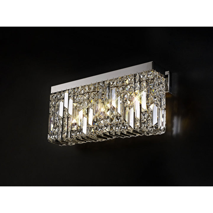 Nelson Lighting NL78129 Zian 50x24cm Rectangular Large Wall Lamp 3 Light Polished Chrome/Crystal