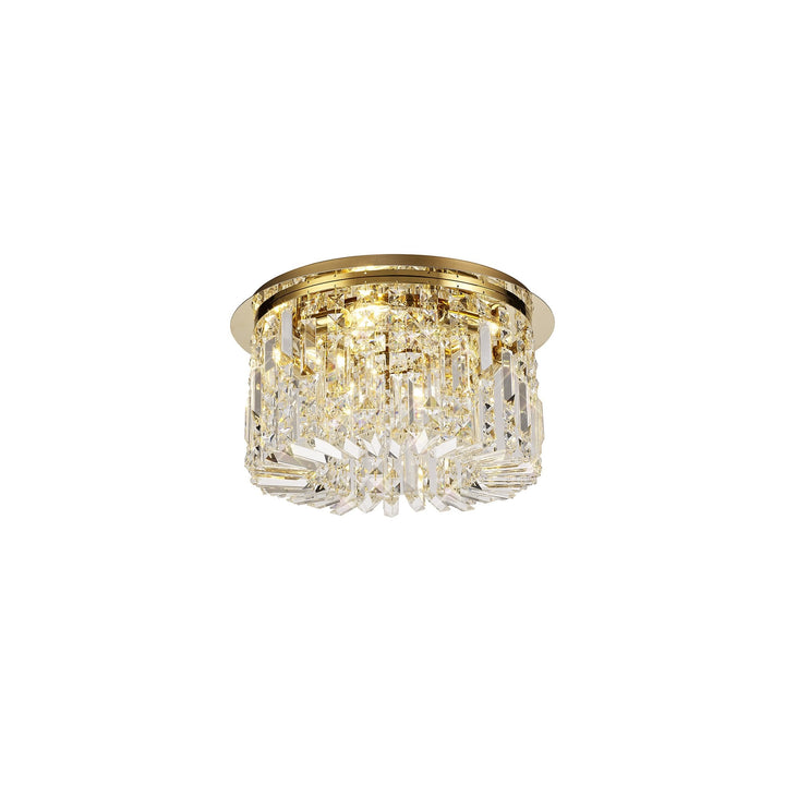 Nelson Lighting NL78139 Zian 45cm Round Flush Chandelier 5 Light Gold/Crystal