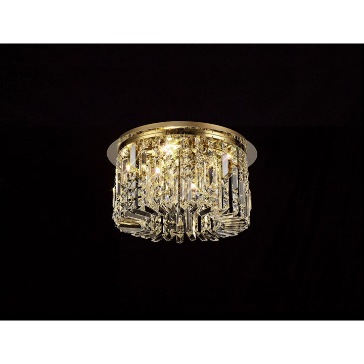 Nelson Lighting NL78139 Zian 45cm Round Flush Chandelier 5 Light Gold/Crystal