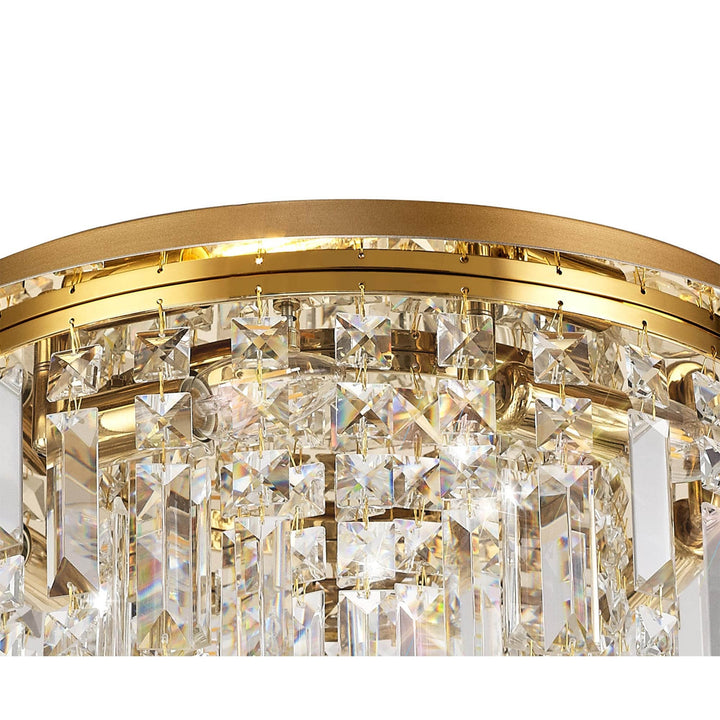 Nelson Lighting NL78139 Zian 45cm Round Flush Chandelier 5 Light Gold/Crystal