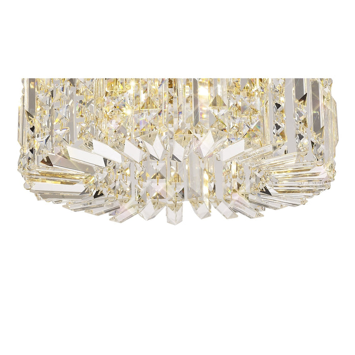 Nelson Lighting NL78139 Zian 45cm Round Flush Chandelier 5 Light Gold/Crystal