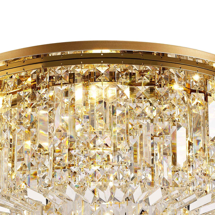 Nelson Lighting NL78149 Zian 65cm Round Flush Chandelier 8 Light Gold/Crystal