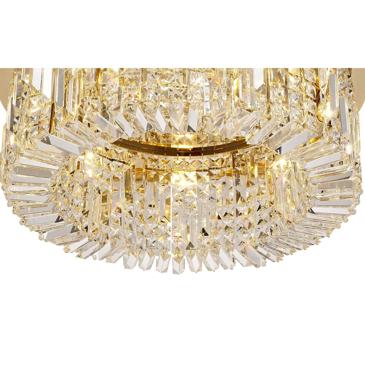 Nelson Lighting NL78149 Zian 65cm Round Flush Chandelier 8 Light Gold/Crystal