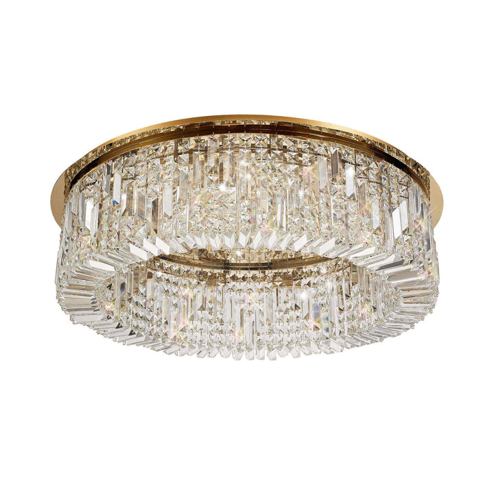 Nelson Lighting NL78159 Zian 80cm Round Flush Chandelier 12 Light Gold/Crystal