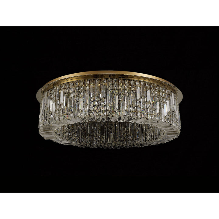 Nelson Lighting NL78159 Zian 80cm Round Flush Chandelier 12 Light Gold/Crystal