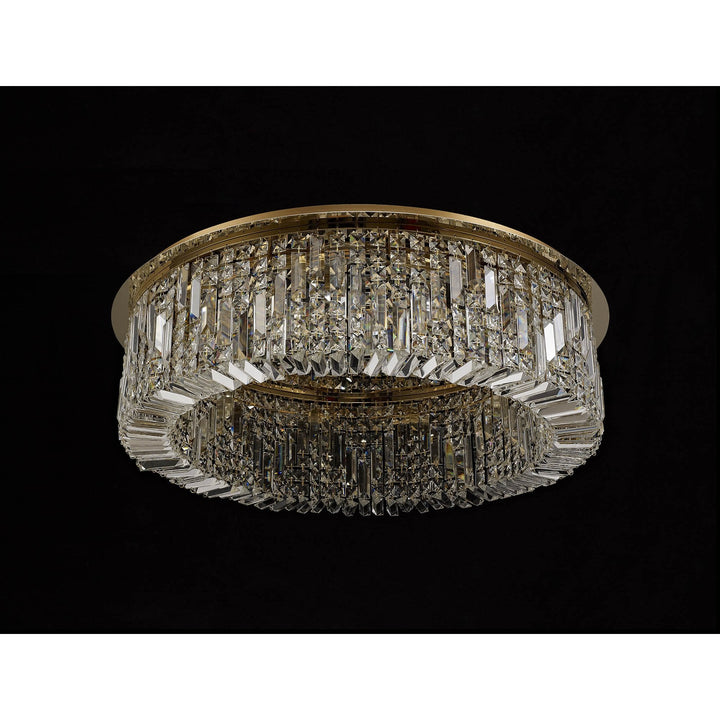 Nelson Lighting NL78159 Zian 80cm Round Flush Chandelier 12 Light Gold/Crystal