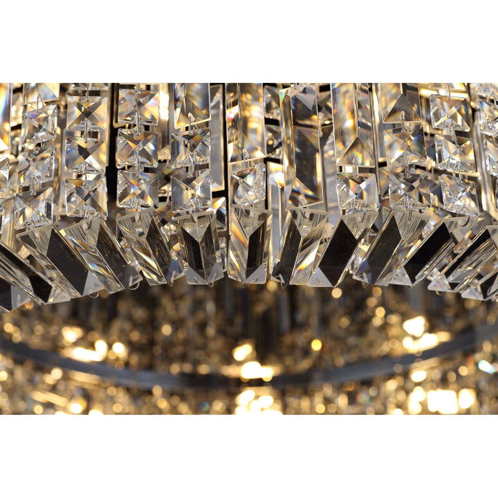 Nelson Lighting NL78159 Zian 80cm Round Flush Chandelier 12 Light Gold/Crystal