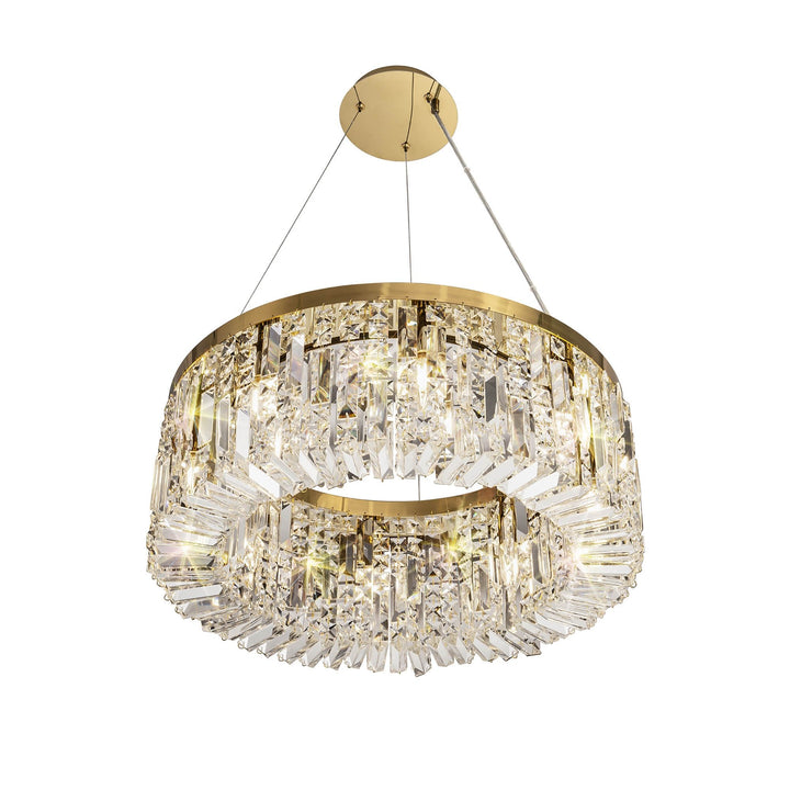 Nelson Lighting NL78169 Zian 60cm Round Pendant Chandelier 8 Light Gold/Crystal