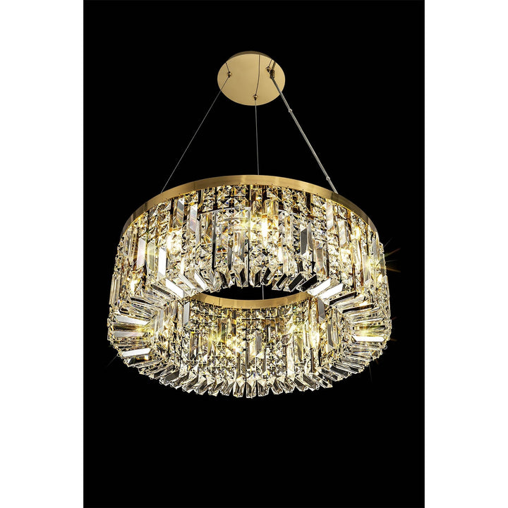 Nelson Lighting NL78169 Zian 60cm Round Pendant Chandelier 8 Light Gold/Crystal