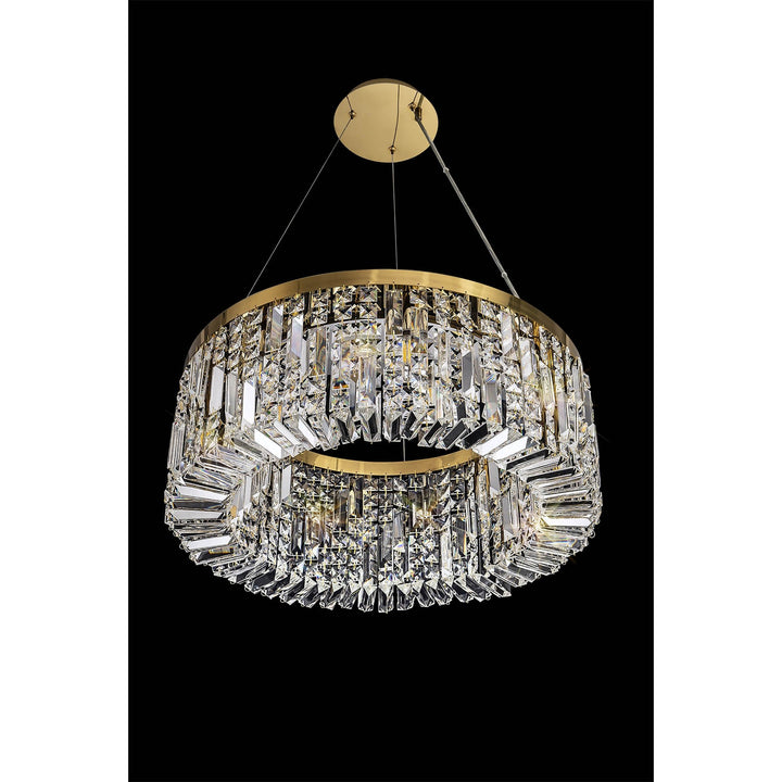 Nelson Lighting NL78169 Zian 60cm Round Pendant Chandelier 8 Light Gold/Crystal