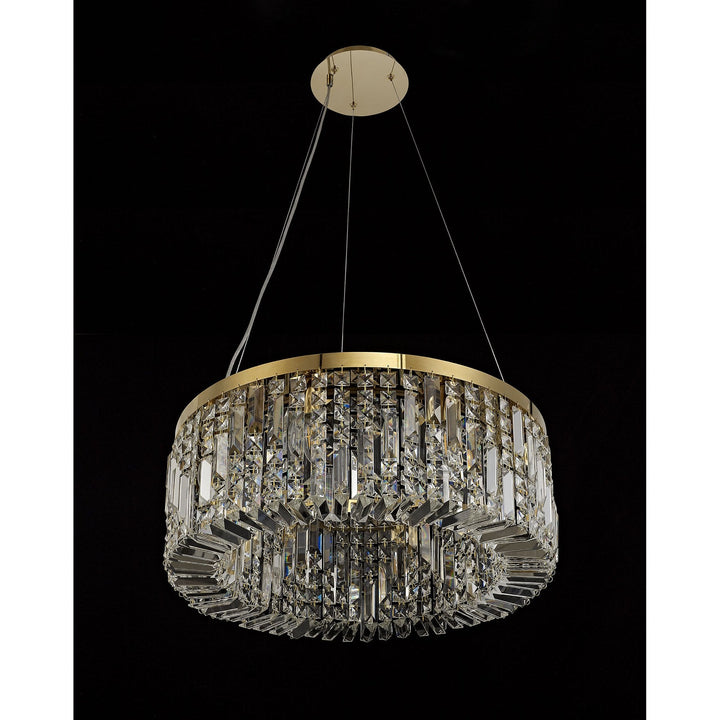 Nelson Lighting NL78169 Zian 60cm Round Pendant Chandelier 8 Light Gold/Crystal