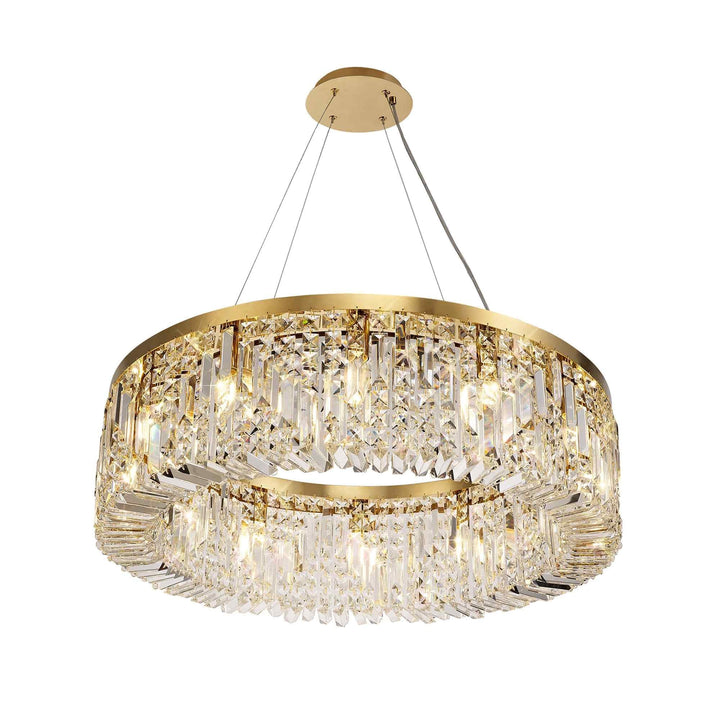 Nelson Lighting NL78179 Zian 80cm Round Pendant Chandelier 12 Light Gold/Crystal