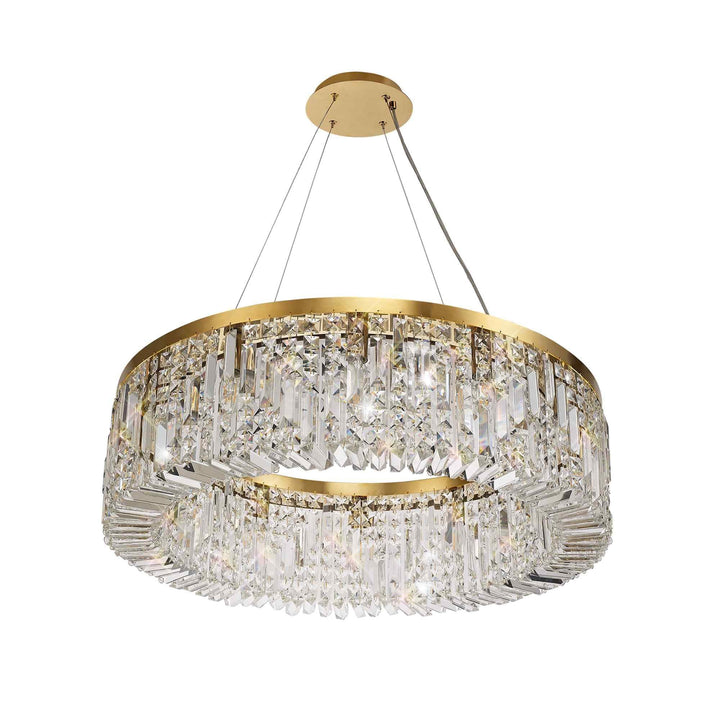 Nelson Lighting NL78179 Zian 80cm Round Pendant Chandelier 12 Light Gold/Crystal