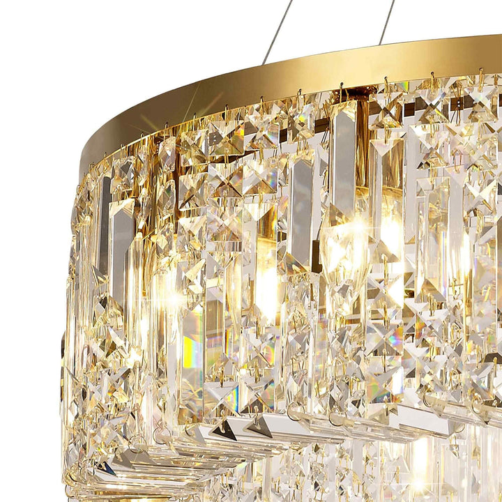 Nelson Lighting NL78179 Zian 80cm Round Pendant Chandelier 12 Light Gold/Crystal