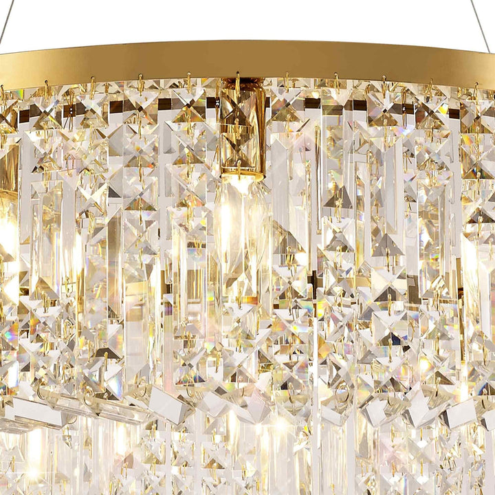 Nelson Lighting NL78179 Zian 80cm Round Pendant Chandelier 12 Light Gold/Crystal