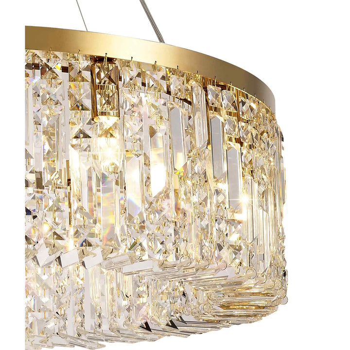 Nelson Lighting NL78179 Zian 80cm Round Pendant Chandelier 12 Light Gold/Crystal