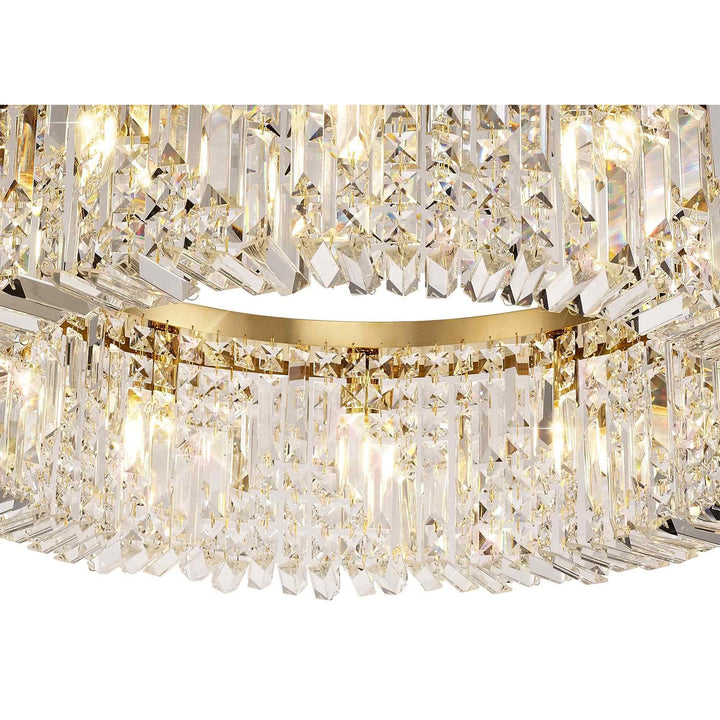 Nelson Lighting NL78179 Zian 80cm Round Pendant Chandelier 12 Light Gold/Crystal