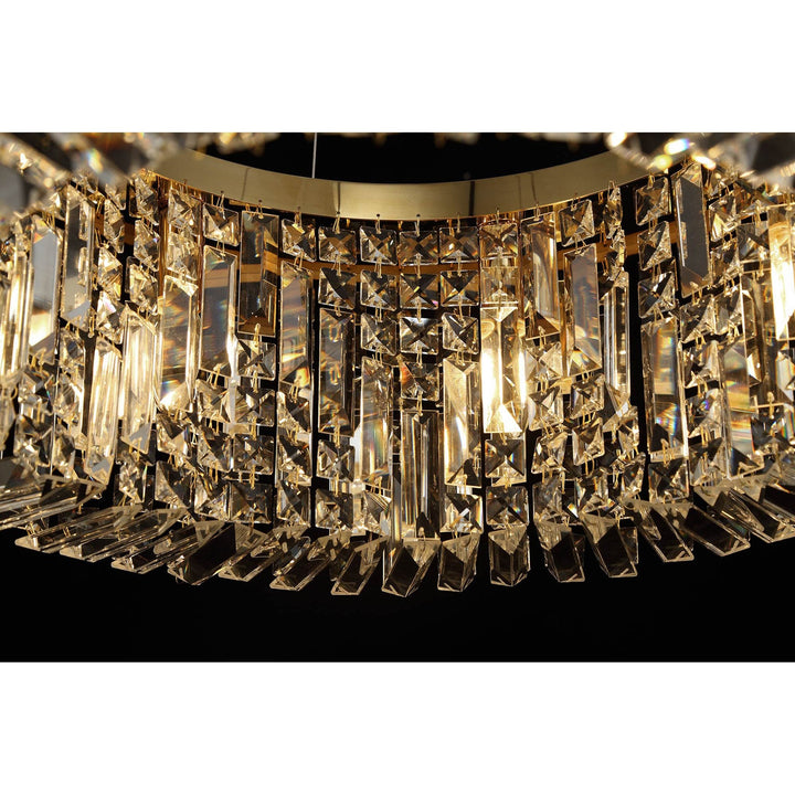 Nelson Lighting NL78179 Zian 80cm Round Pendant Chandelier 12 Light Gold/Crystal