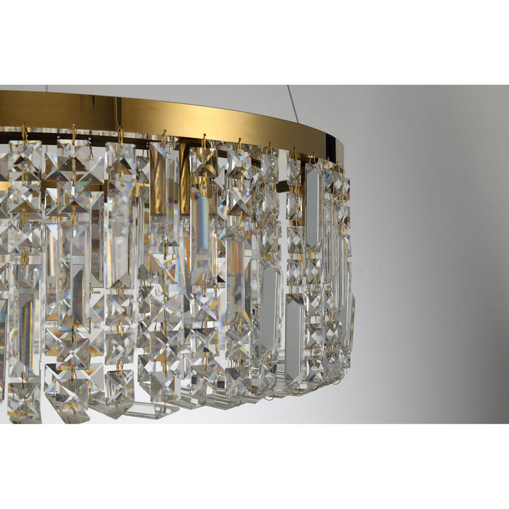 Nelson Lighting NL78179 Zian 80cm Round Pendant Chandelier 12 Light Gold/Crystal