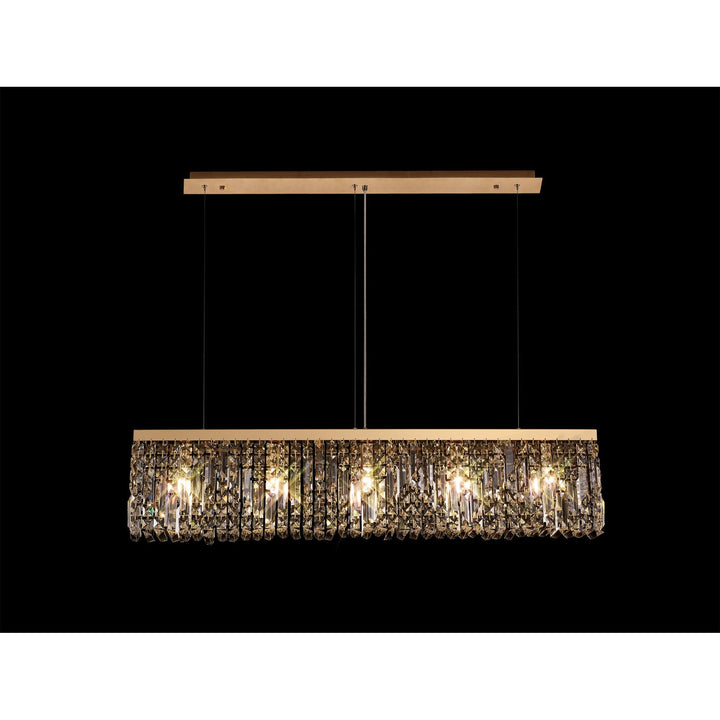 Nelson Lighting NL78189 Zian 102x9cm Rectangular Pendant Chandelier 5 Light Gold/Crystal