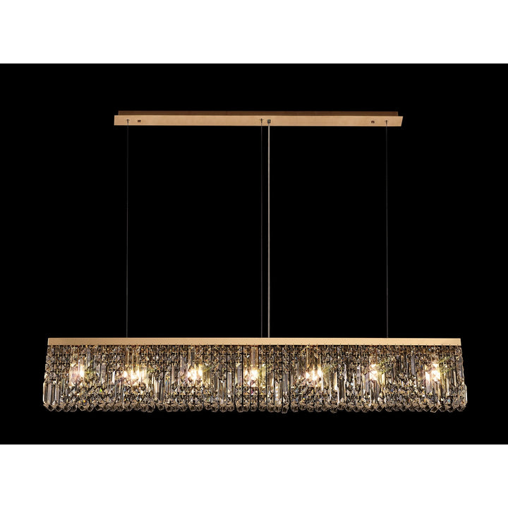 Nelson Lighting NL78199 Zian 138x9cm Rectangular Pendant Chandelier 7 Light Gold/Crystal