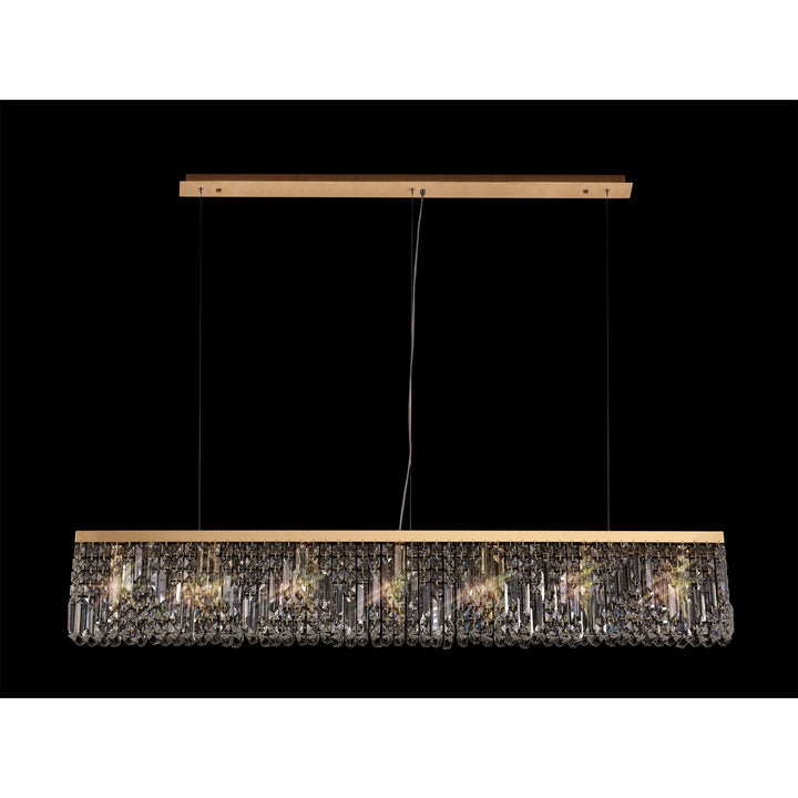 Nelson Lighting NL78199 Zian 138x9cm Rectangular Pendant Chandelier 7 Light Gold/Crystal