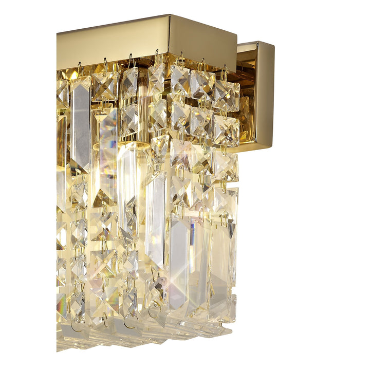 Nelson Lighting NL78209 Zian 29x13cm Rectangular Small Wall Lamp 2 Light Gold/Crystal