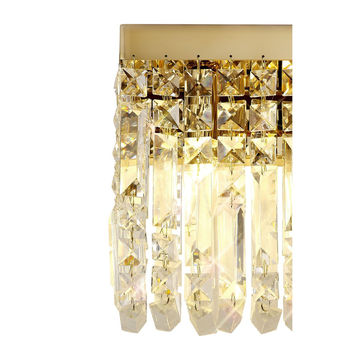 Nelson Lighting NL78209 Zian 29x13cm Rectangular Small Wall Lamp 2 Light Gold/Crystal