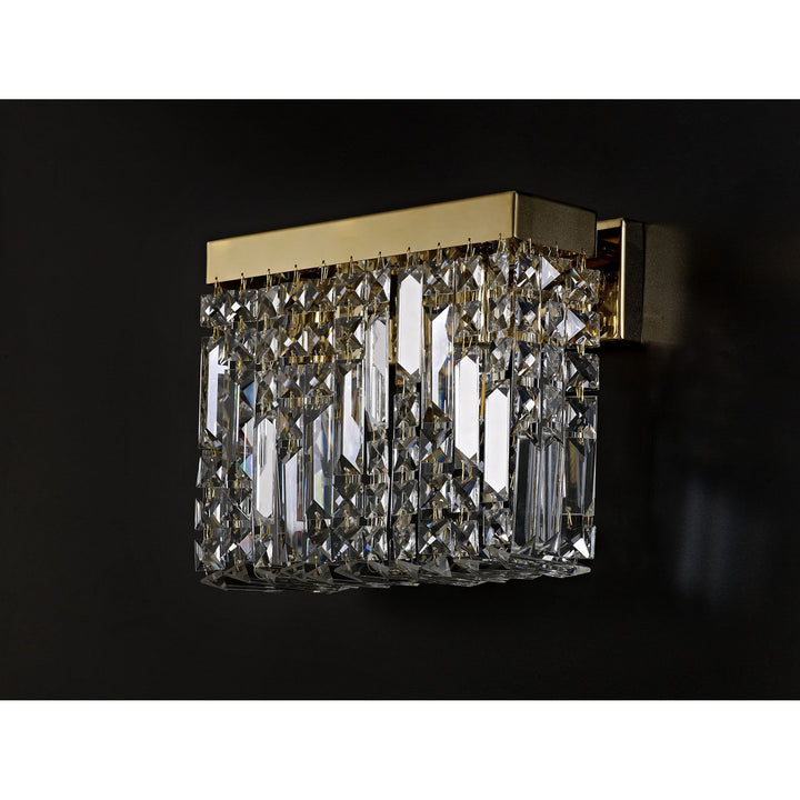 Nelson Lighting NL78209 Zian 29x13cm Rectangular Small Wall Lamp 2 Light Gold/Crystal